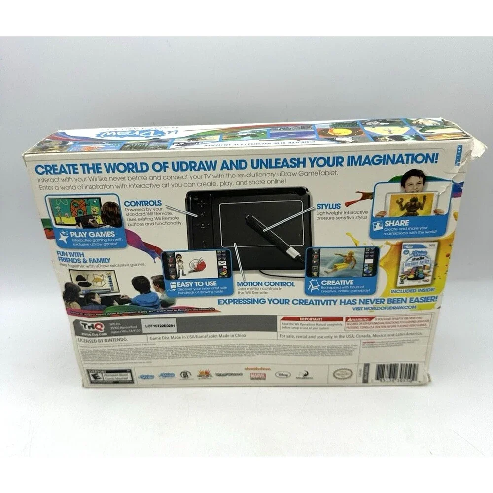 THQ Nintendo Wii uDraw Black Game Tablet w/ Studio Game **UNTESTED**